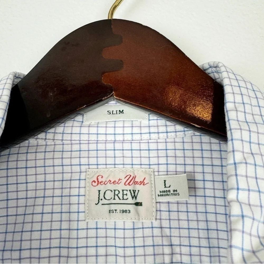 J. Crew Men's Slim Secret Wash Cotton Poplin Shirt Size L NWOT
